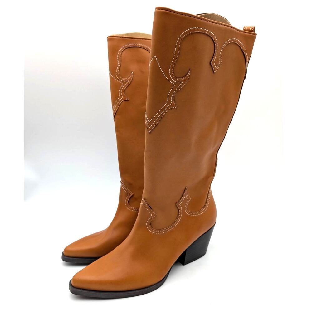 Zodiac Dawson Cowboy Tall Boots Pointed Toe Women's Cuoio Brown Size US8M EU38.5